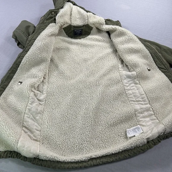 VTG Abercrombie & Fitch Jacket Mens XS Green Military Army Field Coat Lined Hood